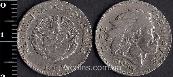 Монета Колумбія 10 сентаво 1955