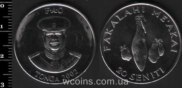 Монета Тонга 20 сеніті 2002