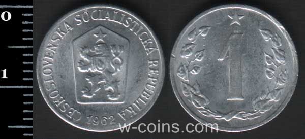 Монета Чехословаччина 1 геллер 1962