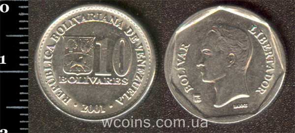 Монета Венесуела 10 боліварів 2001