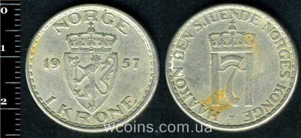 Монета Норвеґія 1 крона 1957