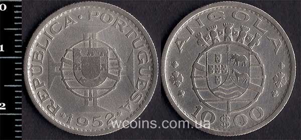Монета Ангола 10 ескудо 1952