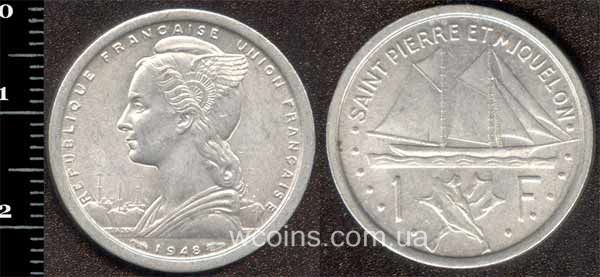 Coin Saint Pierre and Miquelon 1 franc 1948
