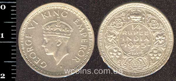 Coin India 1/4 rupees 1945