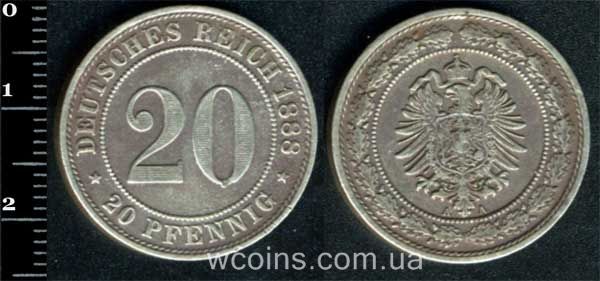 Монета Німеччина 20 пфенігов 1888