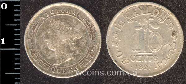 Монета Шрі-Ланка 10 центів 1897