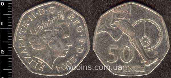Монета Великобританія 50 пенсів 2004