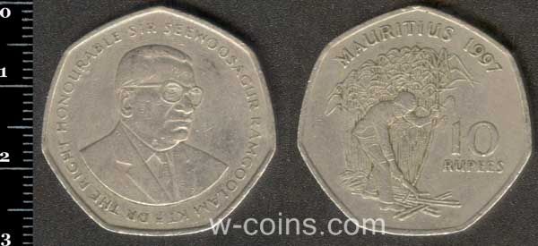Монета Маврикій 10 рупій 1997