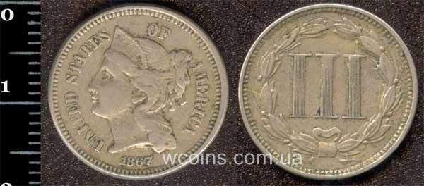 Coin USA 3 cents 1867
