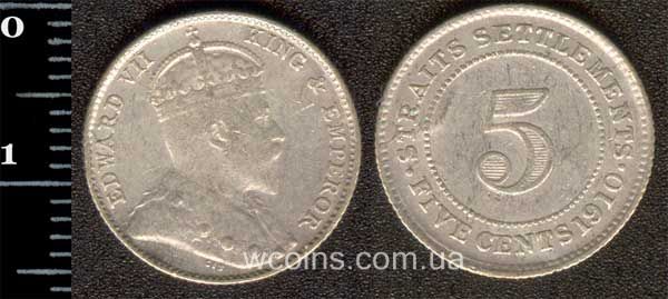 Coin Straits Settlements 5 cents 1910