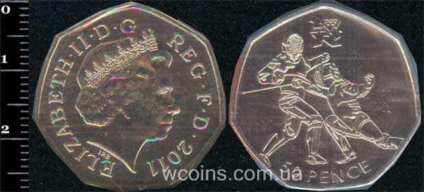 Монета Великобританія 50 пенсів 2011