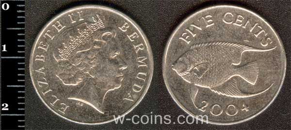 Монета Бермудські Острови 5 центів 2004