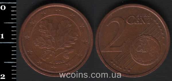 Монета Німеччина 2 євроцента 2002