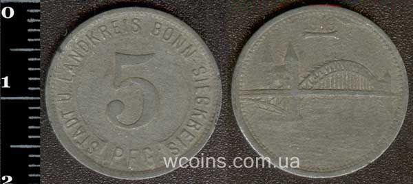 Монета Німеччина - нотгельди 1914 - 1924 5 пфенігів 1919