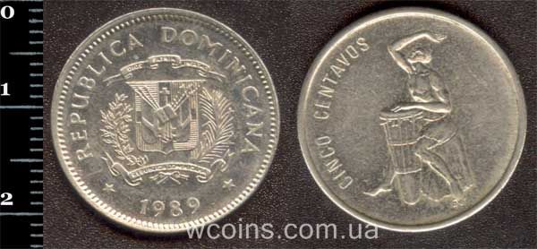 Монета Домініканська Республіка 5 сентаво 1989