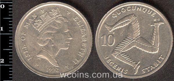 Монета Мен 10 пенсів 1992