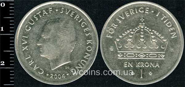 Монета Швеція 1 крона 2004