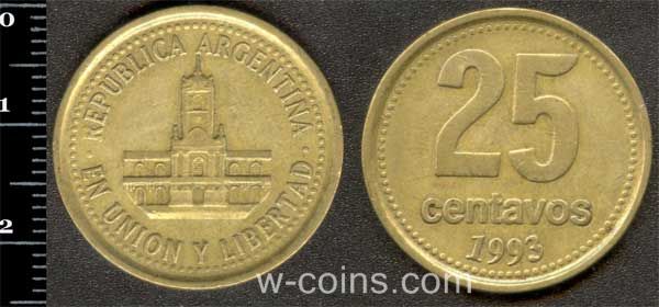 Монета Аргентина 25 сентаво 1993