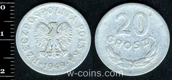 Монета Польща 20 грошей 1949