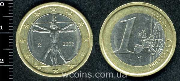 Монета Італія 1 євро 2002