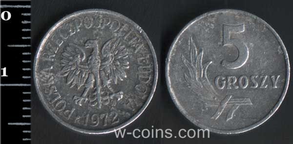 Монета Польща 5 грошей 1972