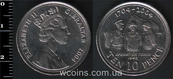 Монета Ґібралтар 10 пенсів 2004