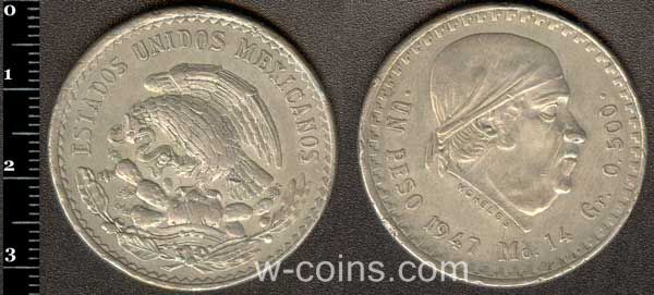 Монета Мексика 1 песо 1947