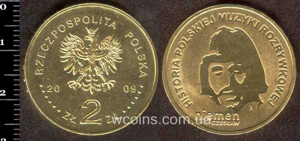 Монета Польща 2 злотих 2009 Чеслав Немен