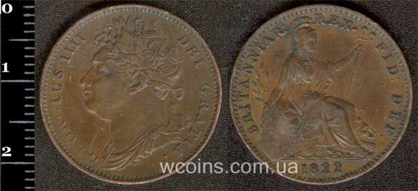 Монета Великобританія фартинг 1822