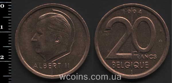 Coin Belgium 20 francs 1994