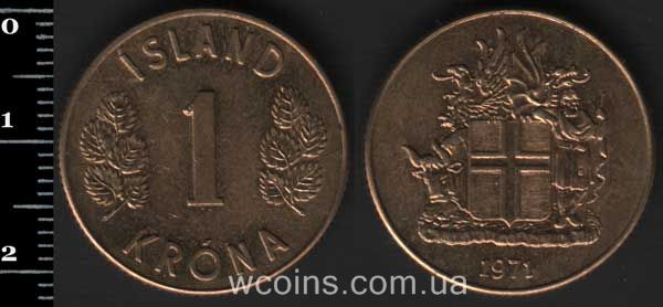 Coin Iceland 1 krone 1971