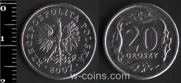 Монета Польща 20 грошей 2007