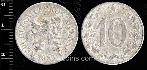Монета Чехословаччина 10 геллерів 1955