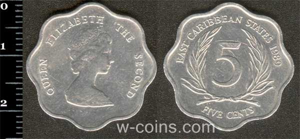 Монета Східнокарибські держави 5 центів 1989