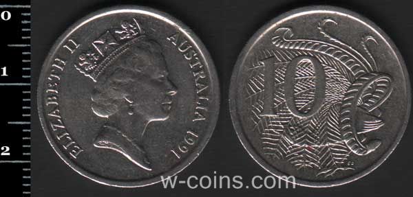 Монета Австралія 10 центів 1991
