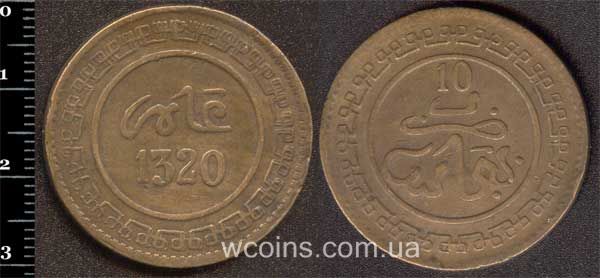 Coin Morocco 10 mazun 1902