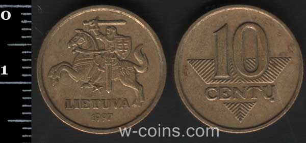 Монета Литва 10 центів 1997