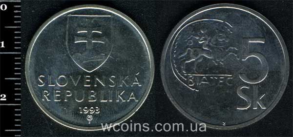 Монета Словаччина 5 крон 1993