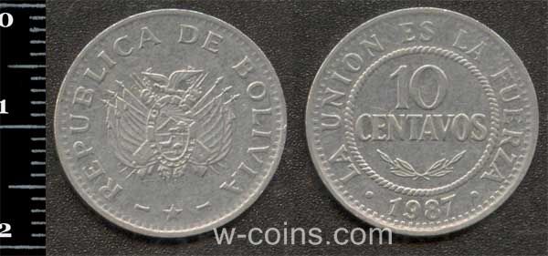 Монета Болівія 10 сентаво 1987