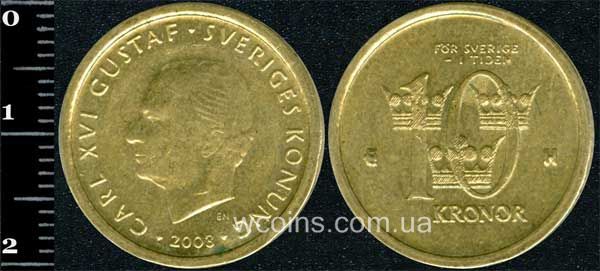 Монета Швеція 10 крон 2003