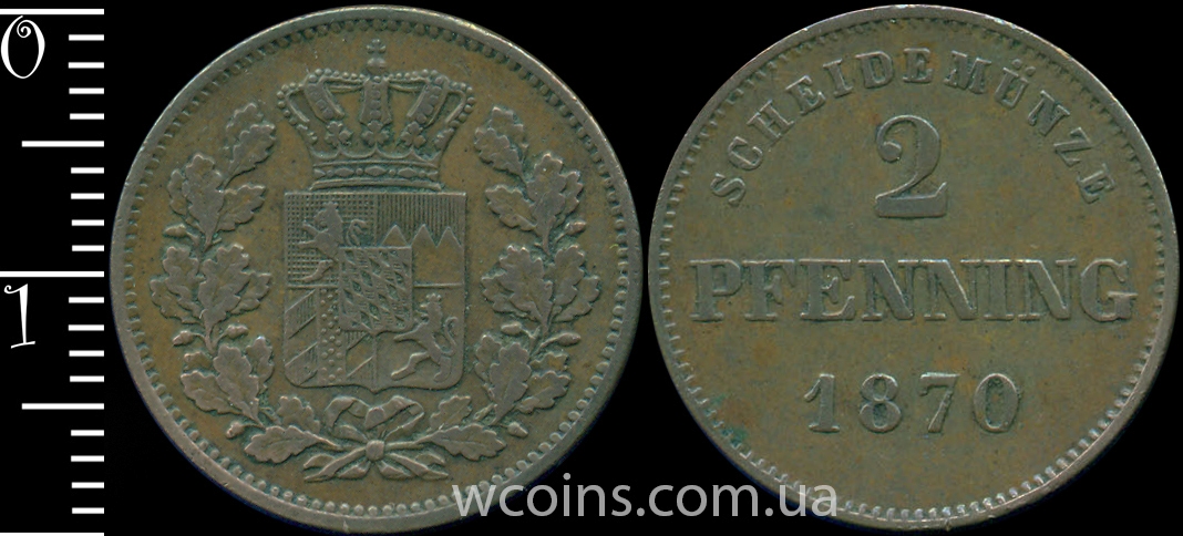 Coin Bavaria 2 fennigs 1870