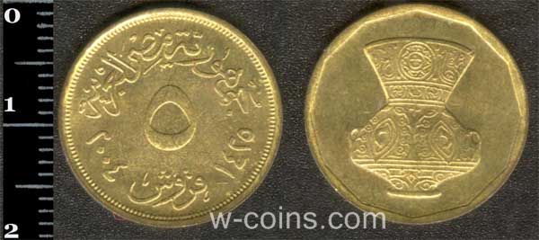 Монета Єгипет 5 піастрів 2004