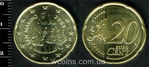Монета Сан-Маріно 20 євро центів 2008