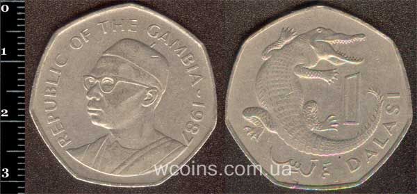 Монета Ґамбія 1 даласі 1987