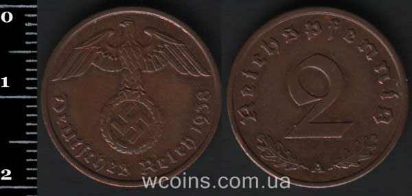 Монета Німеччина 2 рейхспфеніга 1938