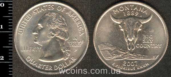 Монета США 25 центів 2007 Монтана