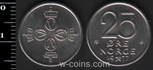 Монета Норвеґія 25 ере 1977