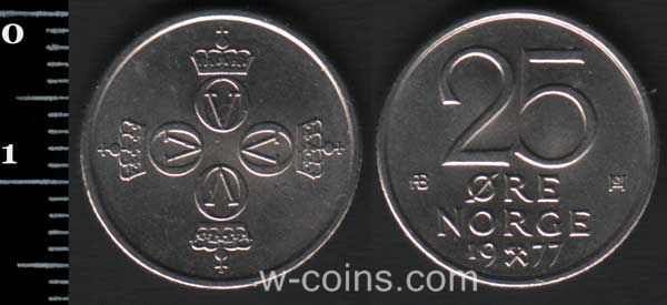 Монета Норвеґія 25 ере 1977
