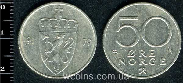 Монета Норвеґія 50 ере 1979