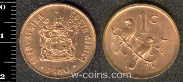 Coin South Africa 1 cent 1980